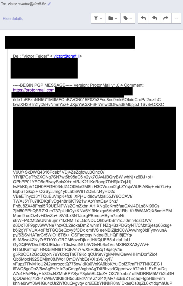 The email that was sent encrypted instead of in cleartext